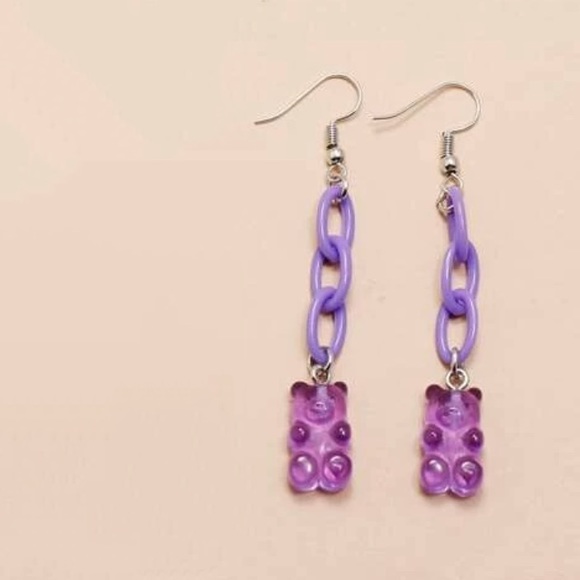 Jewelry - NEW! Purple Gummy Bear Chain Dangle Earrings 🐻